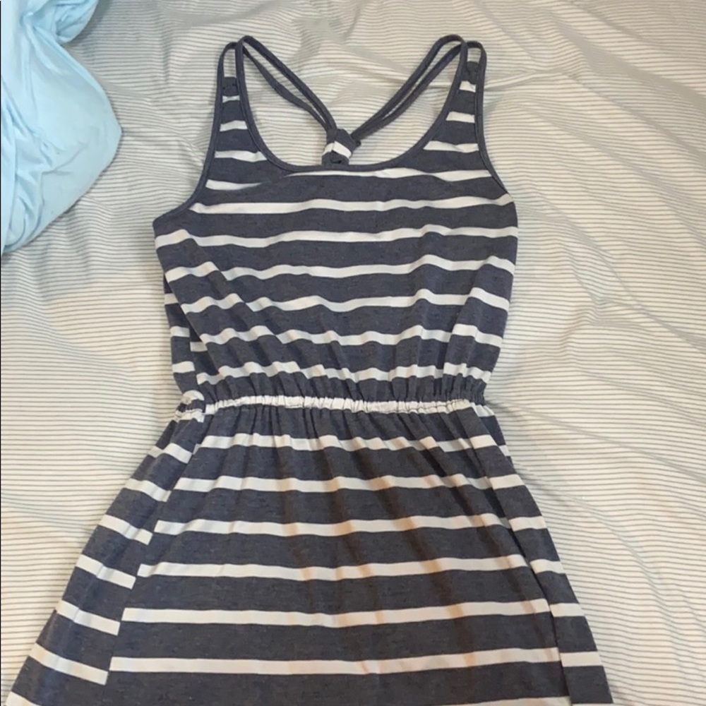 Gray and white striped sundress